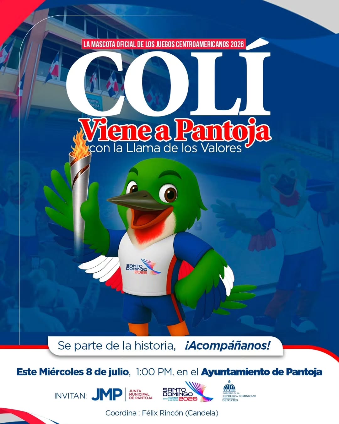 Llega a Pantoja mascota oficial de los Juegos Centroamericanos y del Caribe